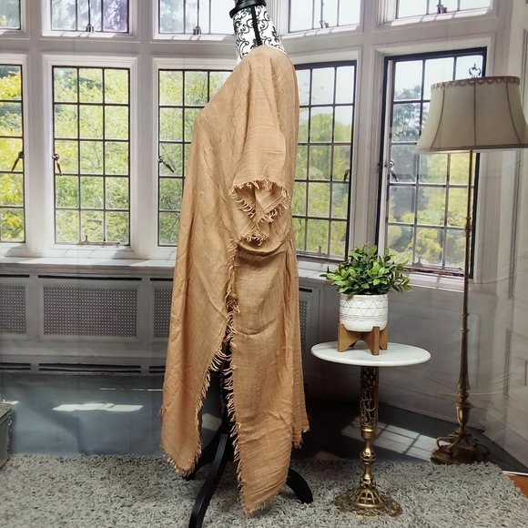 NWT SONOMA TEXTURED GAUZE CINCHED TOPPER (IVORY / OS) - Picture 11 of 12